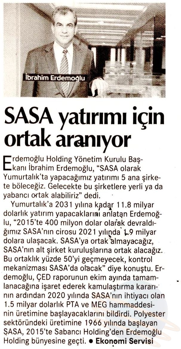 Blog yazısı SASA yatırımı için ortak aranıyoriçin resim