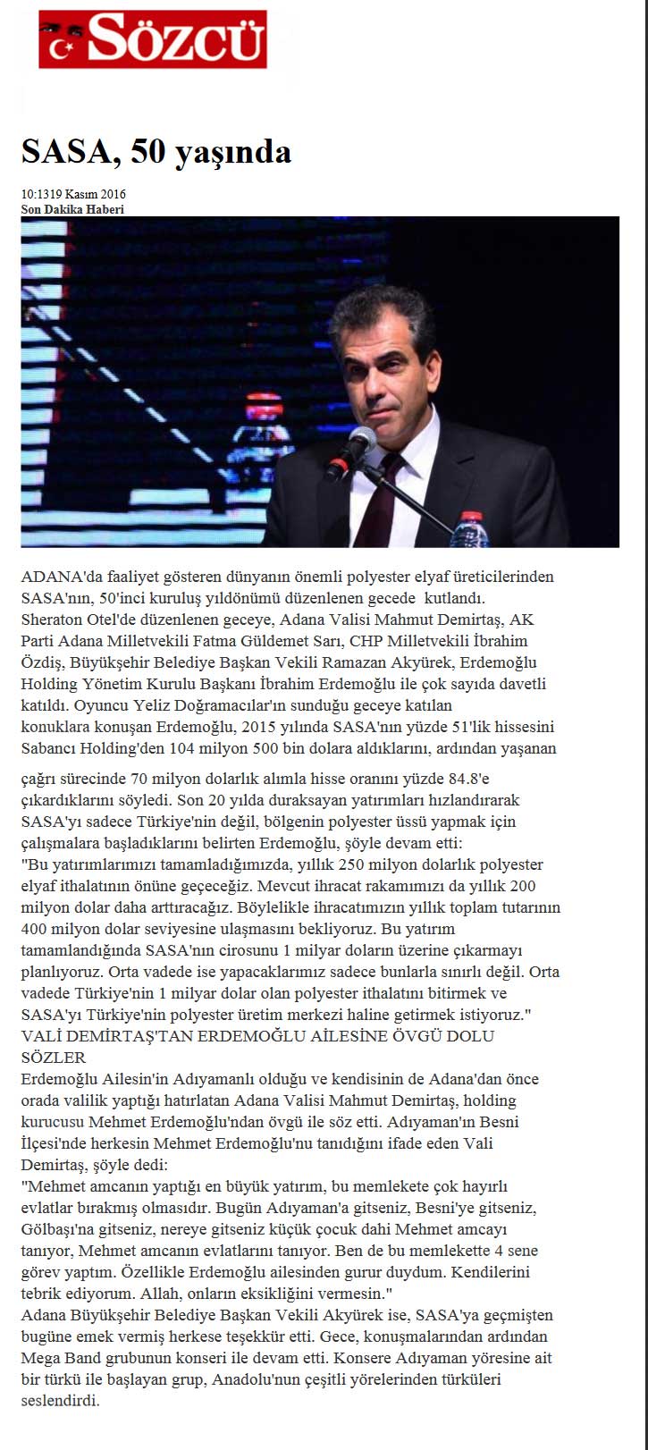 Blog yazısı SASA 50 yaşındaiçin resim