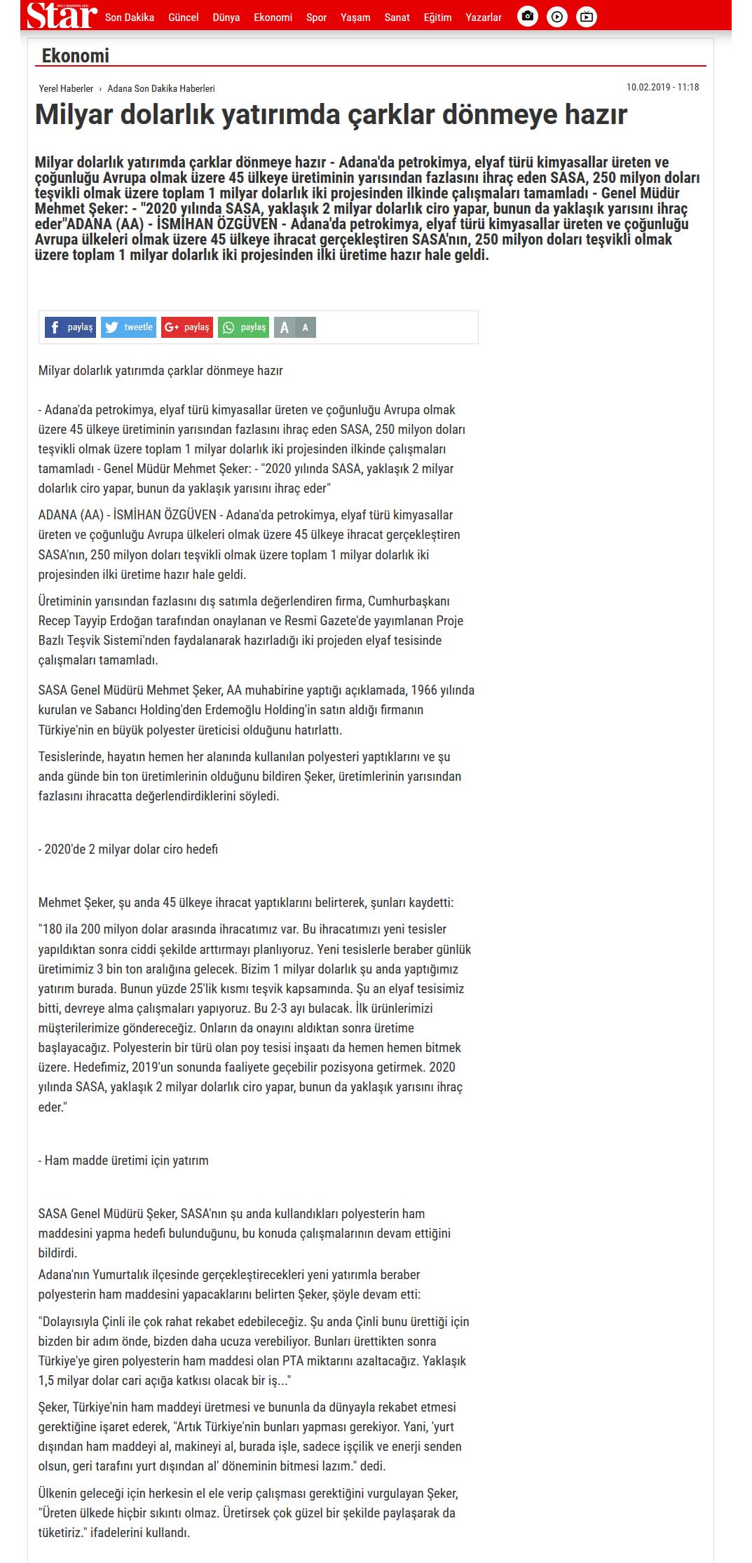 Blog yazısı Milyar dolarlık yatırımda çarklar dönmeye hazıriçin resim