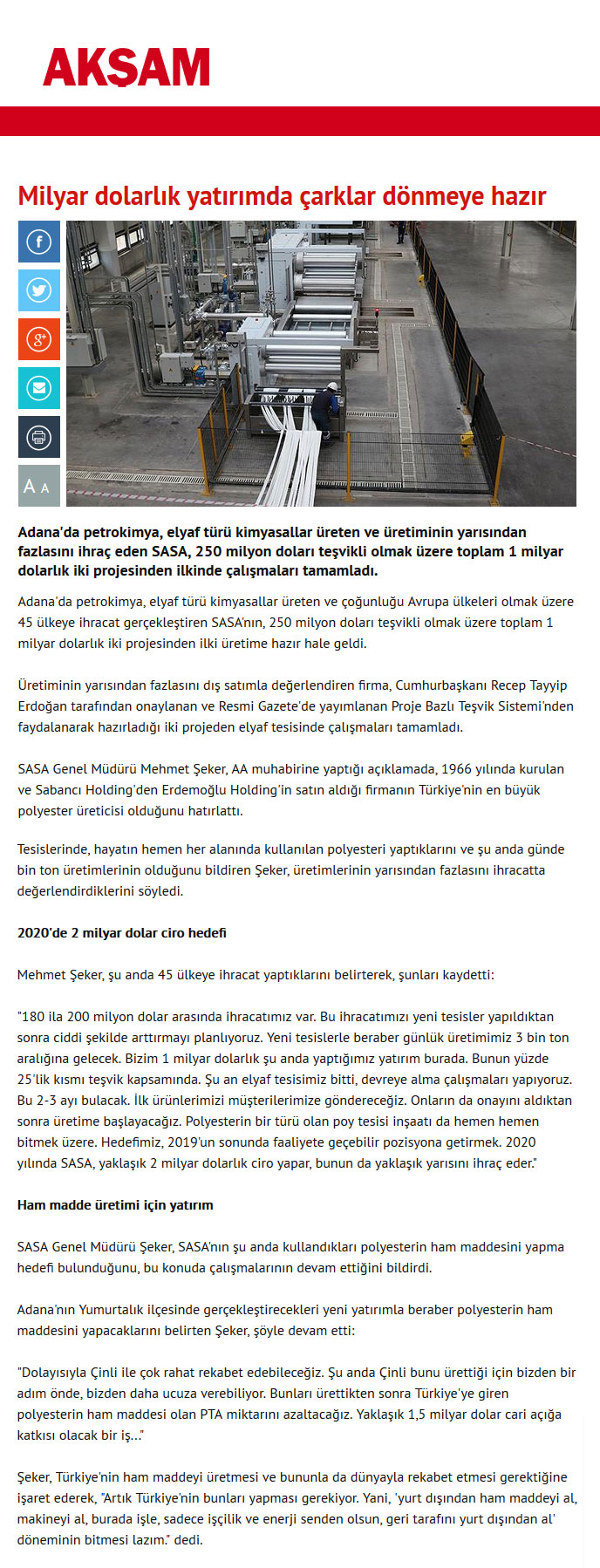 Blog yazısı Milyar dolarlık yatırımda çarklar dönmeye hazıriçin resim